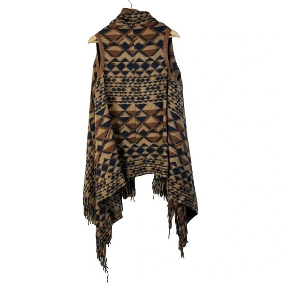 Plenty by Tracy Reese Canton Brown Boho Wool Fringe Vest XS/S - Picture 4 of 8